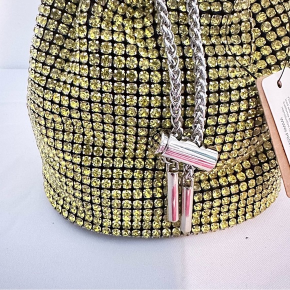 Yellow Rhinestones Swing Handle Bucket Bag - Picture 7 of 10